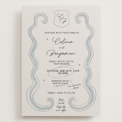 This is a celestial wedding invitations with standard by Helena Vitto called modern fairy tale printing on signature in grand
