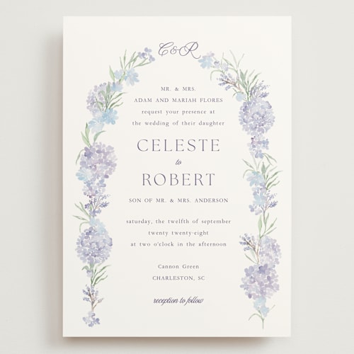 This is a toscana wedding invitations with standard by Claudia Orengo called hydrangea printing on signature in grand