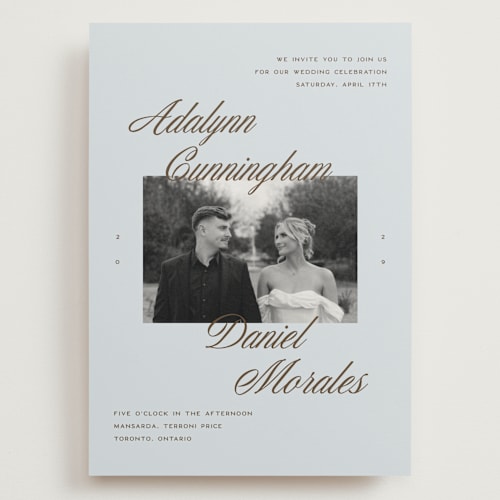 This is a pond wedding invitations with standard by Sam Dubeau called swoon printing on signature in grand
