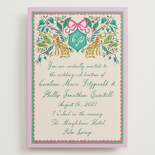 This is a peony wedding invitations with standard by Jackie Crawford called whimsical hand illustrated crest printing on signature in grand