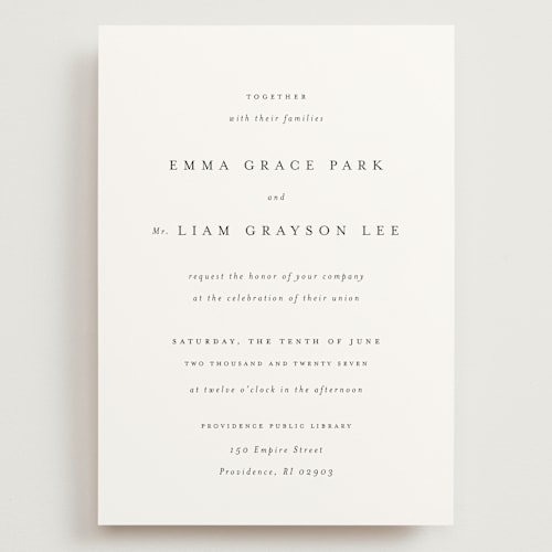 This is a classic white wedding invitations with standard by Design Lotus called a thousand years printing on signature in grand