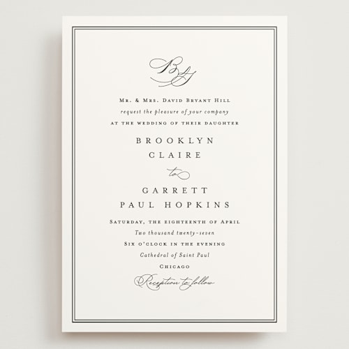 This is a noir wedding invitations with standard by Amy Kross called overlapping printing on signature in grand