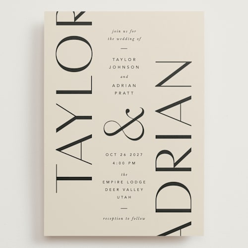 This is a sand wedding invitations with standard by Robert and Stella called amara printing on signature in grand