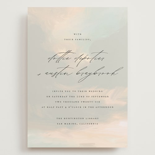 This is a dove wedding invitations with standard by Olivia Kanaley Inman called daybreak printing on signature in grand