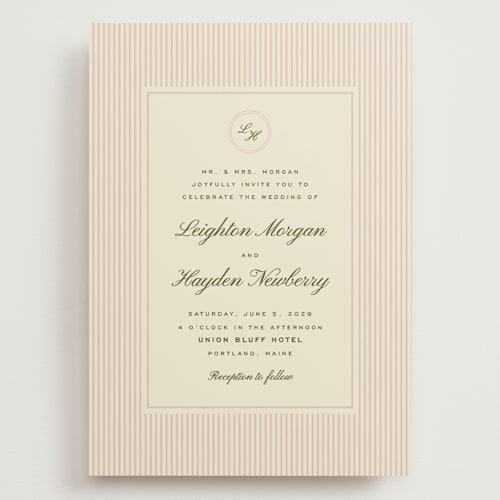 This is a blush wedding invitations with standard by Ellen Schlegelmilch called hayden printing on signature in grand