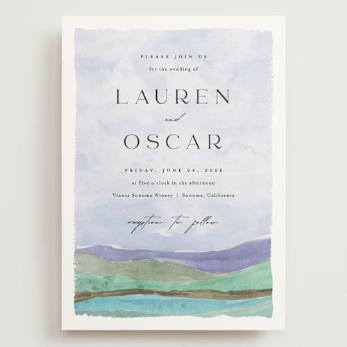 This is a pacific wedding invitations with standard by Pixel and Hank called countryside printing on signature in grand