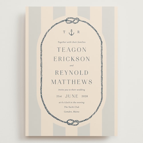 This is a sea breeze wedding invitations with standard by Rebecca Durflinger called nautical nuptials printing on signature in grand