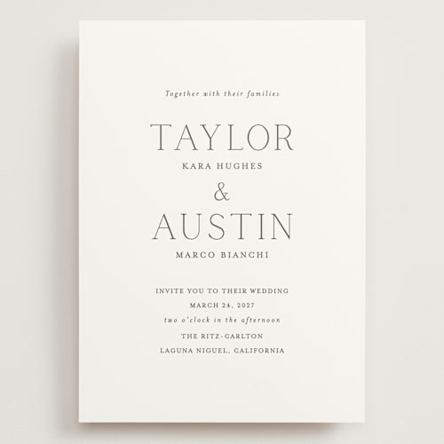 This is a cotton wedding invitations with standard by Vanessa Doyle called in love printing on signature in grand