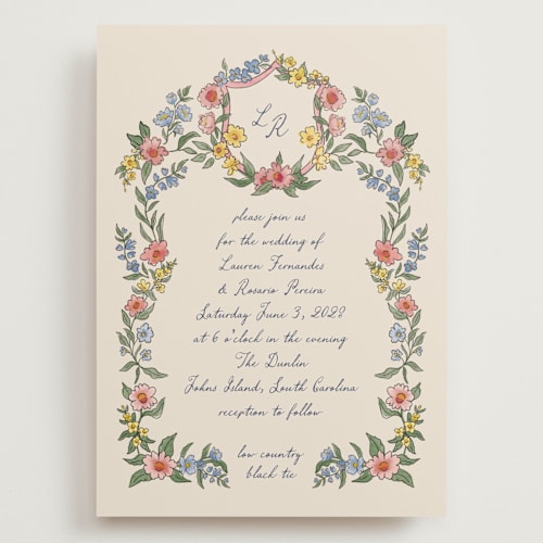 This is a rose wedding invitations with standard by Chris Griffith called a wedding in low country printing on signature in grand