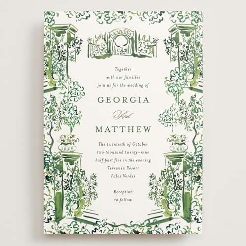 This is a sap wedding invitations with standard by Becky Nimoy called gates and pillars printing on signature in grand