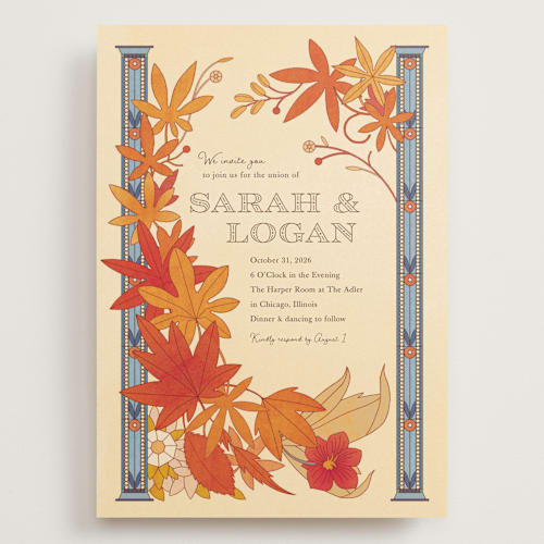 This is a autumn wedding invitations with standard by Morgan Ramberg called fall in love printing on signature in grand