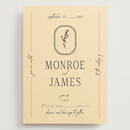 This is a noir wedding invitations with standard by Jen Ramsey called classic and floral printing on signature in grand
