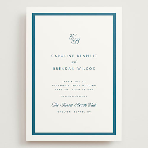 This is a ocean wedding invitations with standard by Kelly Schmidt called coast printing on signature in grand