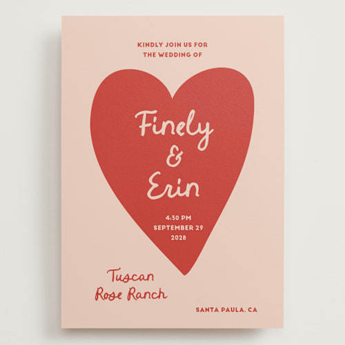 This is a blush wedding invitations with standard by Ani Somi called big heart wedding printing on signature in grand