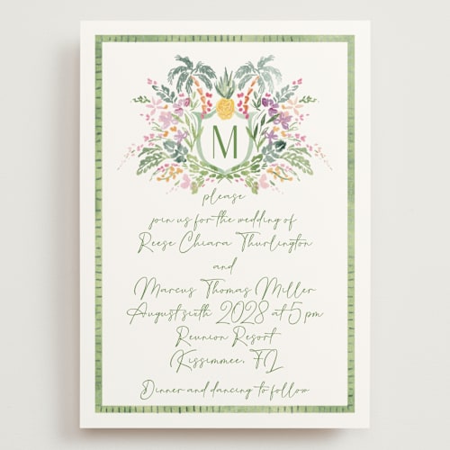 This is a jungle wedding invitations with standard by Petra Kern called tropical dreams printing on signature in grand