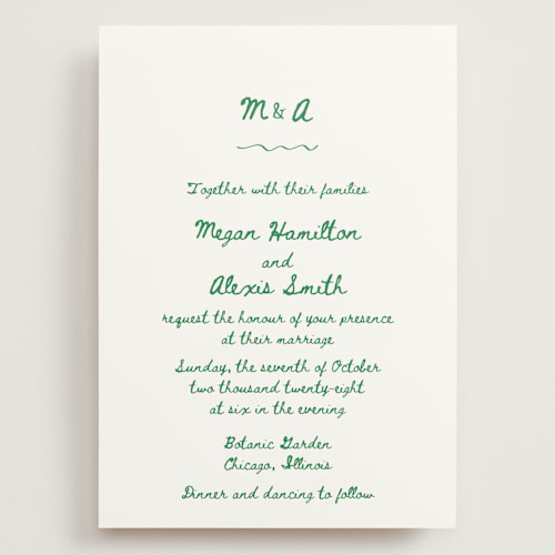 This is a meadow wedding invitations with standard by Cass Loh called simple monogram printing on signature in grand