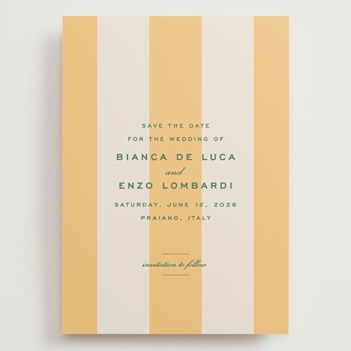 This is a sorbetto save the date with standard by Megan Davis called campania printing on signature in grand