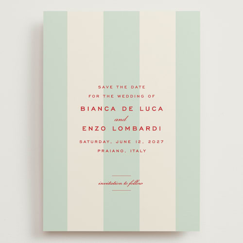 This is a fresca save the date with standard by Megan Davis called campania printing on signature in grand