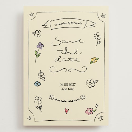 This is a natural save the date with standard by Helena Vitto called lovely date printing on signature in grand
