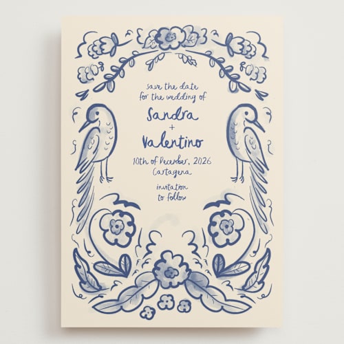 This is a marseille blue save the date with standard by Ani Somi called santa catalina printing on signature in grand