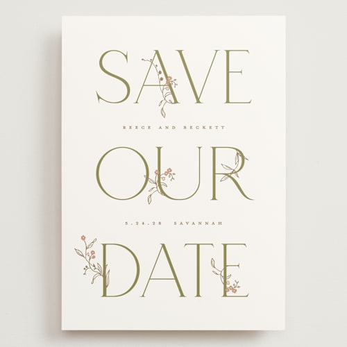 This is a ivy save the date with standard by Susan Zinader called endless summer printing on signature in grand