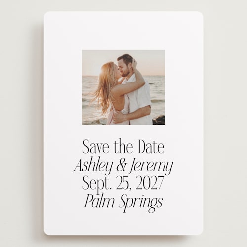 This is a cloud save the date with standard by Heather Schertzer called miami printing on recycled smooth signature in grand
