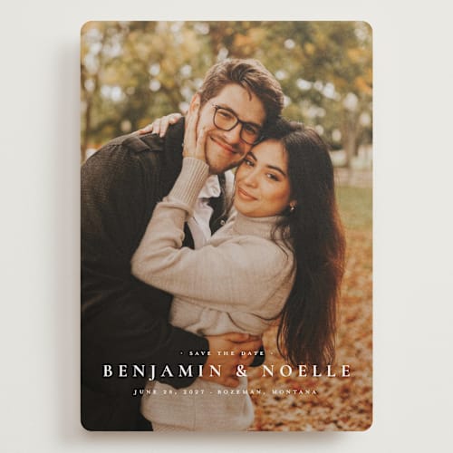 This is a cloud save the date with standard by Wildfield Paper Co called the classic printing on recycled smooth signature in grand