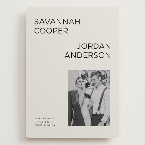 This is a champagne save the date with standard by seulghi called you & i printing on recycled smooth signature in grand