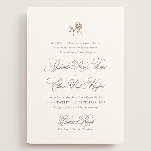 This is a classic bride wedding invitations with foil pressed by Design Lotus called here with you printing on signature in grand