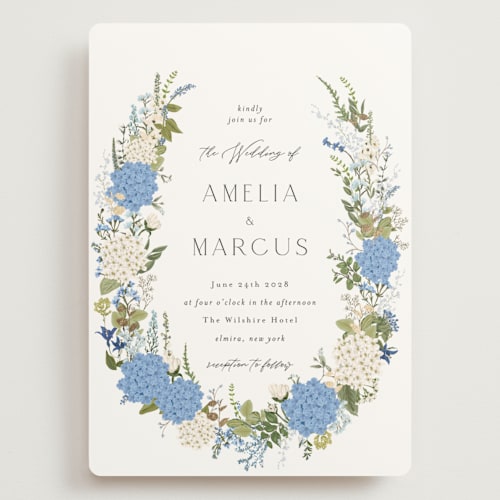 This is a coastal wedding invitations with foil pressed by Susan Moyal called garden whisper printing on signature in grand