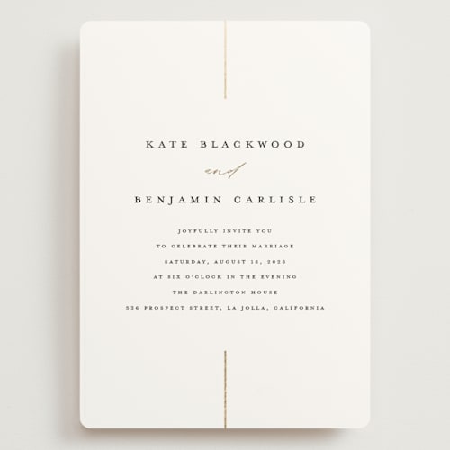 This is a linen wedding invitations with foil pressed by Erica Krystek called formal lines printing on signature in grand