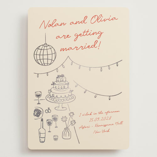This is a sangria spark wedding invitations with foil pressed by Zove Ahhh called party on! printing on signature in grand
