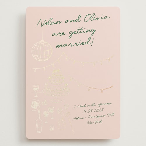 This is a verdant wedding invitations with foil pressed by Zove Ahhh called party on! printing on signature in grand