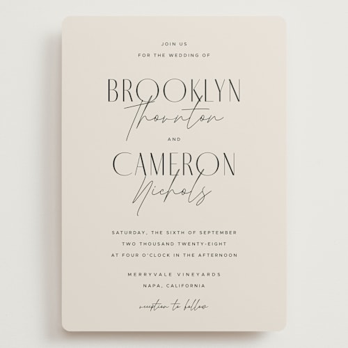 This is a linen wedding invitations with standard by Kelly Schmidt called arabilla overlap printing on signature in grand