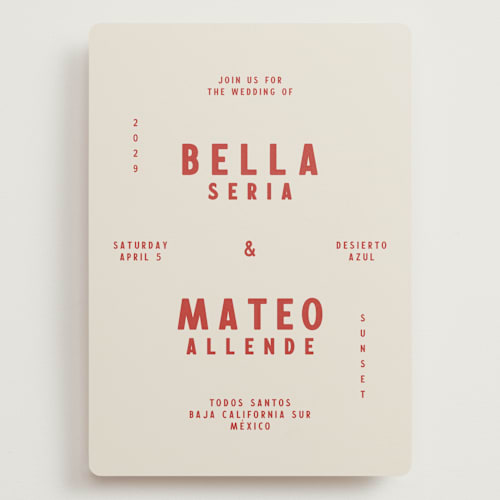 This is a sierra wedding invitations with standard by Ani Somi called coyota printing on signature in grand