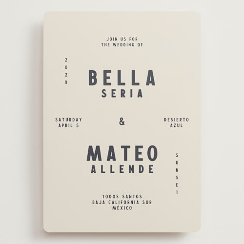 This is a baja blue wedding invitations with standard by Ani Somi called coyota printing on signature in grand