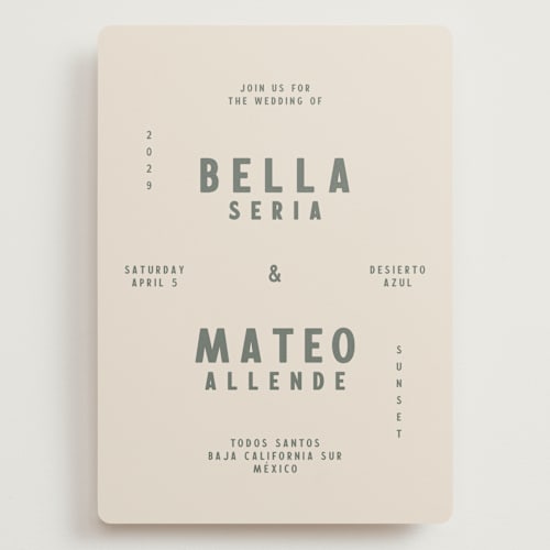 This is a sage brush wedding invitations with standard by Ani Somi called coyota printing on signature in grand