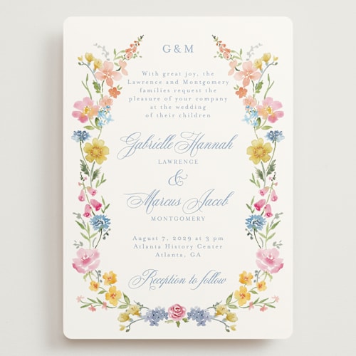 This is a meadow wedding invitations with standard by Petra Kern called everlasting romance printing on signature in grand