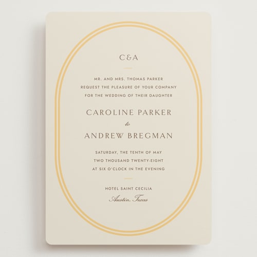 This is a melon wedding invitations with standard by Megan Davis called bocce printing on signature in grand