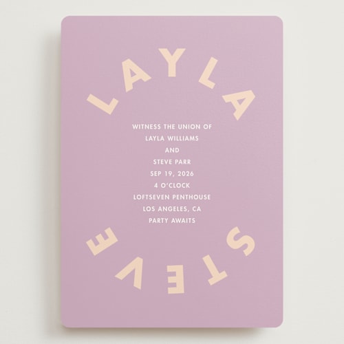 This is a wisteria wedding invitations with standard by Catherine Culvenor called bubblegum printing on signature in grand