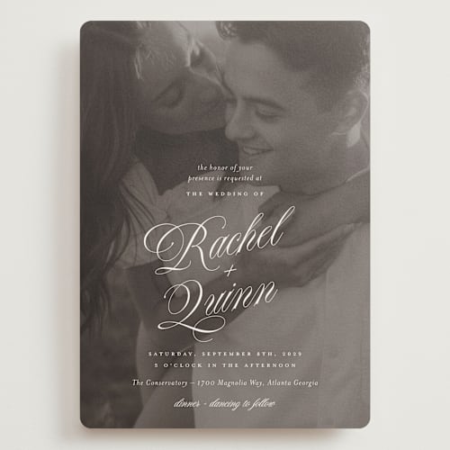 This is a ivory wedding invitations with standard by Paper Raven Co. called vintage romance printing on signature in grand