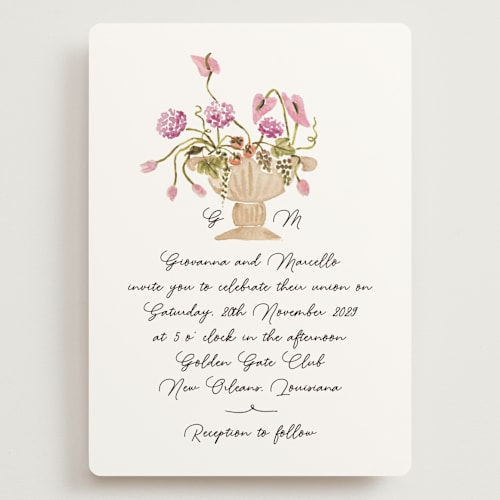This is a deep blush wedding invitations with standard by Pati Cascino called barolo printing on signature in grand