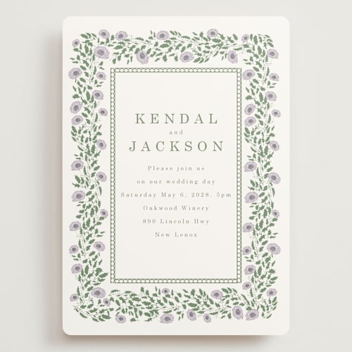 This is a plum wedding invitations with standard by Baumbirdy called framed floral printing on signature in grand