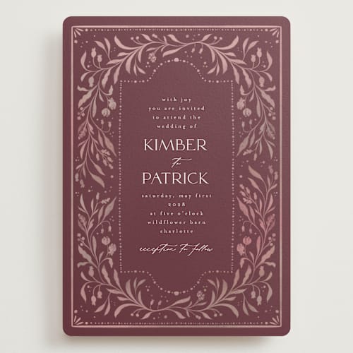 This is a bordeaux wedding invitations with standard by Ashley DeMeyere called porcelain printing on signature in grand