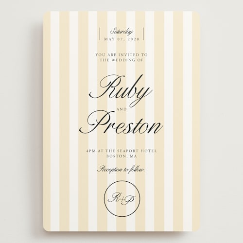 This is a sunshine wedding invitations with standard by Jen Ramsey called elegant and formal printing on signature in grand