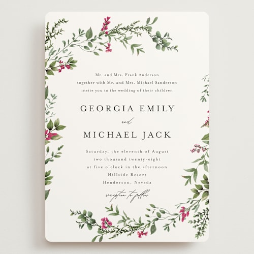 This is a peony wedding invitations with standard by Susan Moyal called romantic florals printing on signature in grand