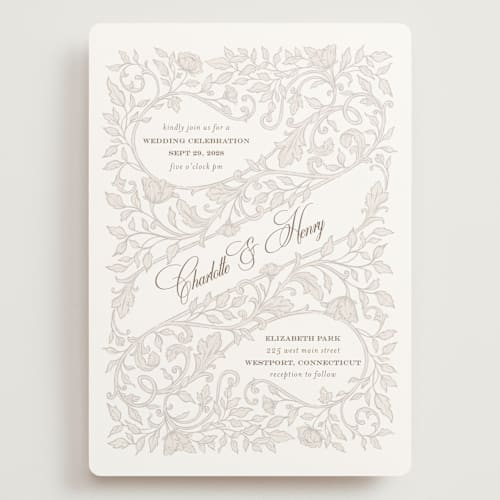 This is a natural wedding invitations with standard by BR Designs called vintage flourishes printing on signature in grand