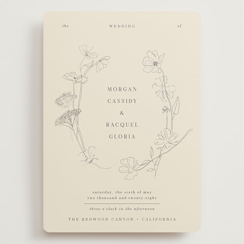 This is a ivory wedding invitations with standard by Baumbirdy called floral stamp printing on signature in grand