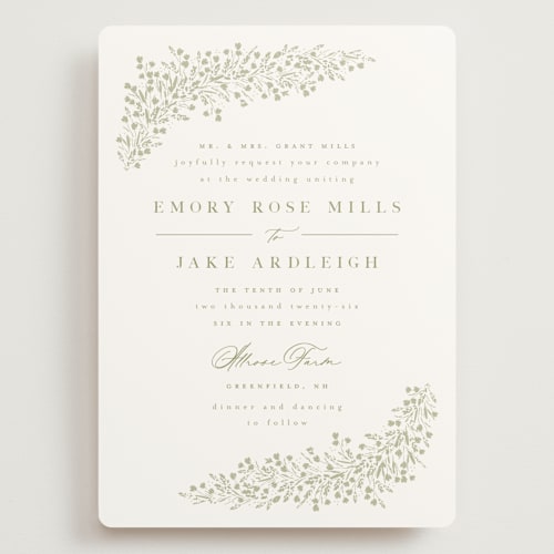 This is a leaf wedding invitations with standard by Kristie Kern called villa printing on signature in grand