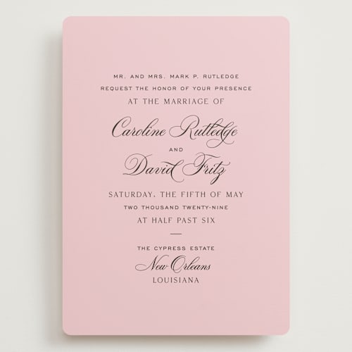This is a peony wedding invitations with standard by Megan Davis called nola printing on signature in grand